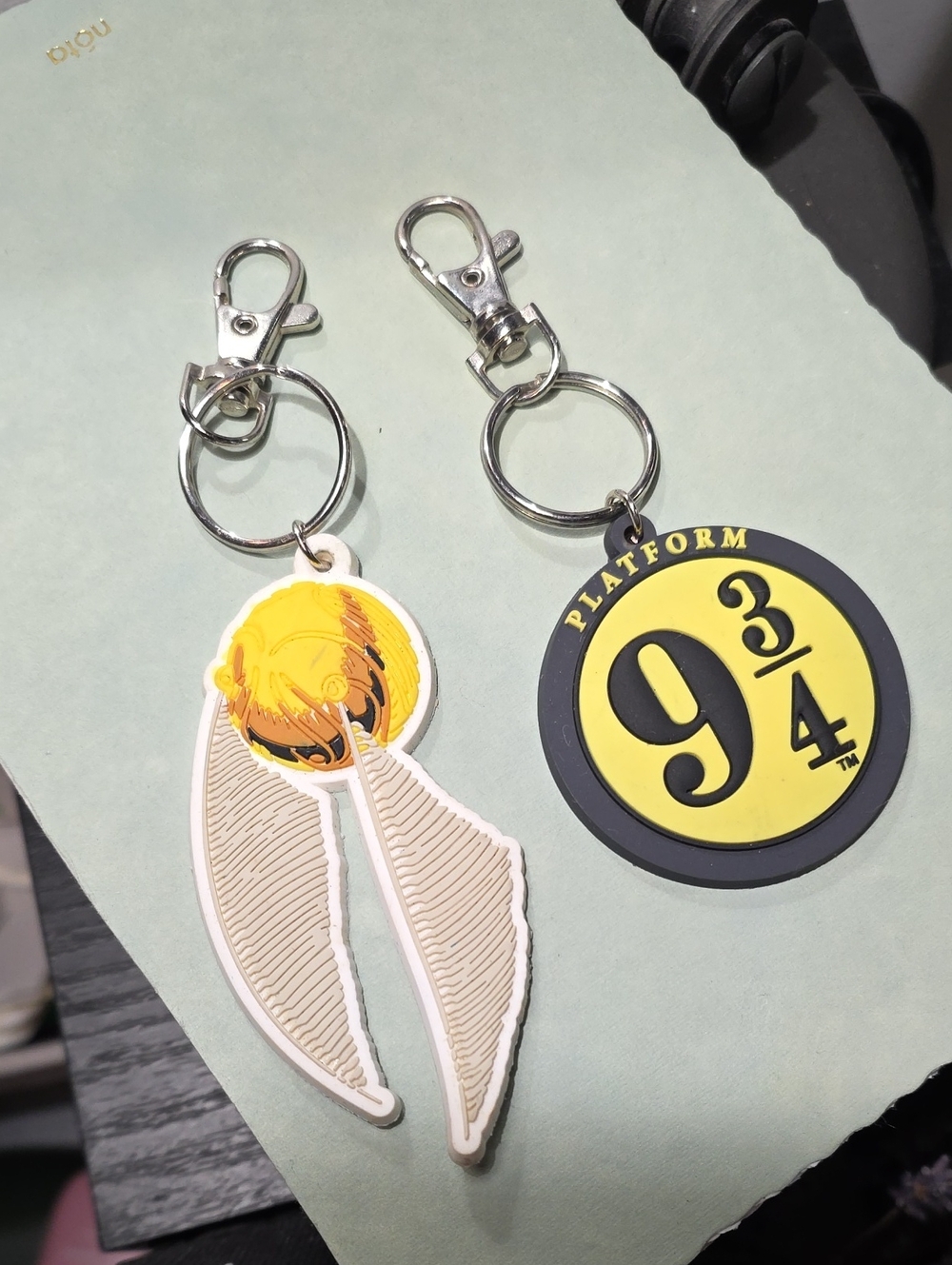 Official Harry Potter Keychain Lot - Golden Snitch & Platform 9 3/4 Rubber